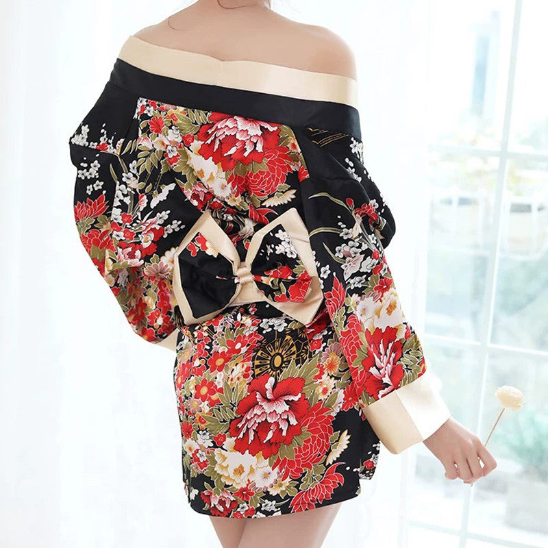 Japanese Sexy Lingerie Pajamas Nightgown Printing Sexy Uniform Lingerie Japan Kimono Uniform Nightwear