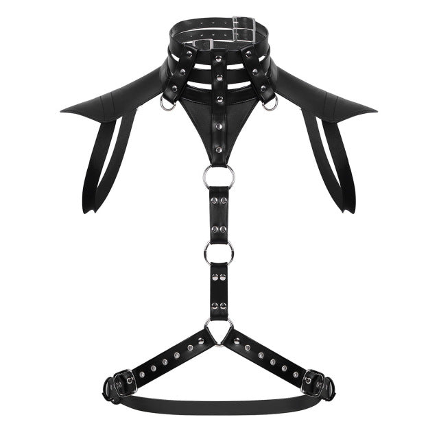 Harness Mens Erotic Lingerie for Sex Leather Halter Neck Buckles Body Chest Harness Belt with Metal O-rings Fancy Costume Straps