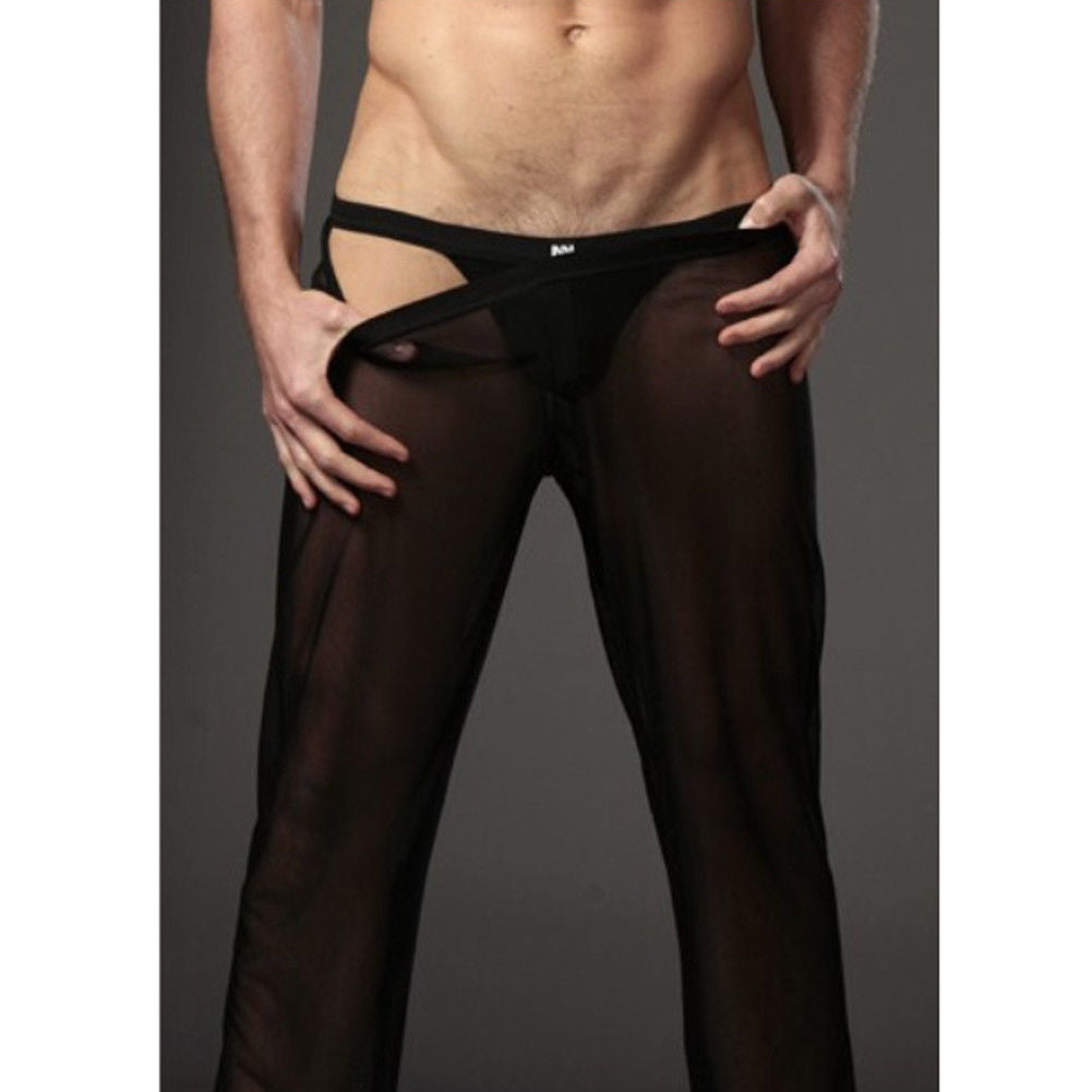 Hiriginr Men Sexy Soft Mesh Sheer See-through Stretch Pants Trousers Sleepwear Hot Transparent Men Pants Homewear