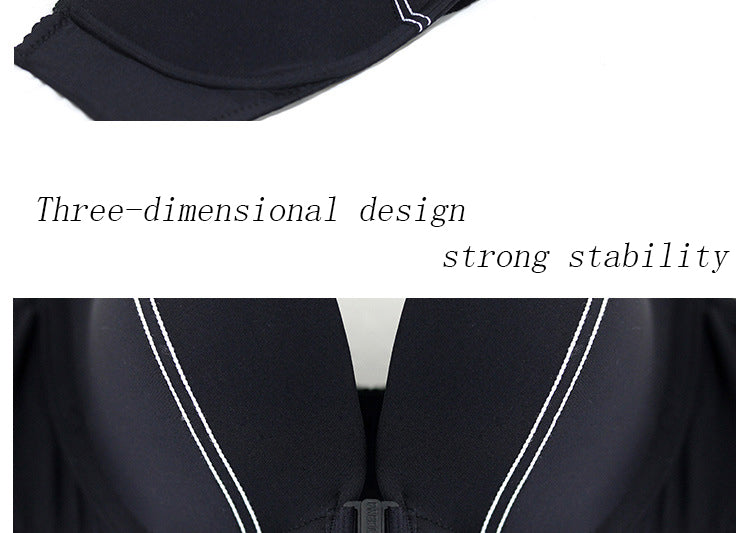 [Bra + underwear] Front Buckle Design Stitching Contrast color No Steel Ring Striped Female Bra Set No Trace Panties