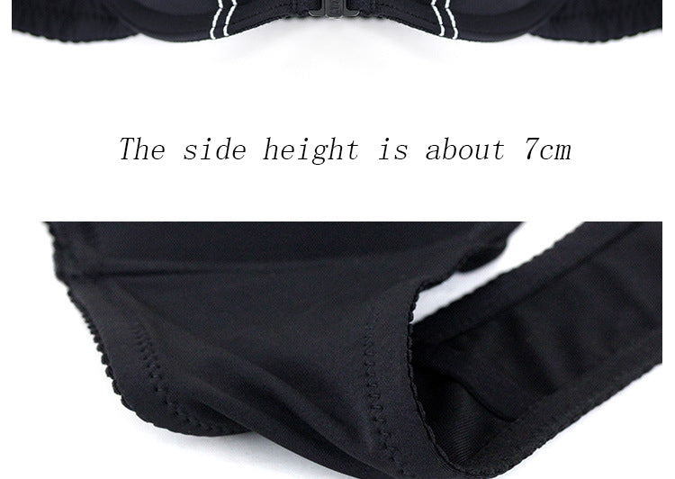 [Bra + underwear] Front Buckle Design Stitching Contrast color No Steel Ring Striped Female Bra Set No Trace Panties