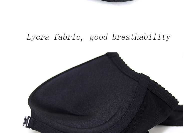 [Bra + underwear] Front Buckle Design Stitching Contrast color No Steel Ring Striped Female Bra Set No Trace Panties