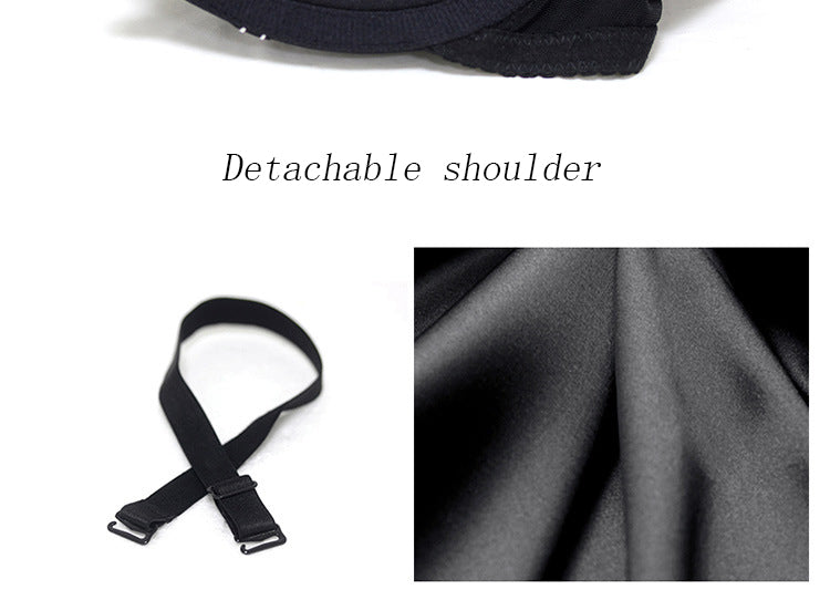 [Bra + underwear] Front Buckle Design Stitching Contrast color No Steel Ring Striped Female Bra Set No Trace Panties