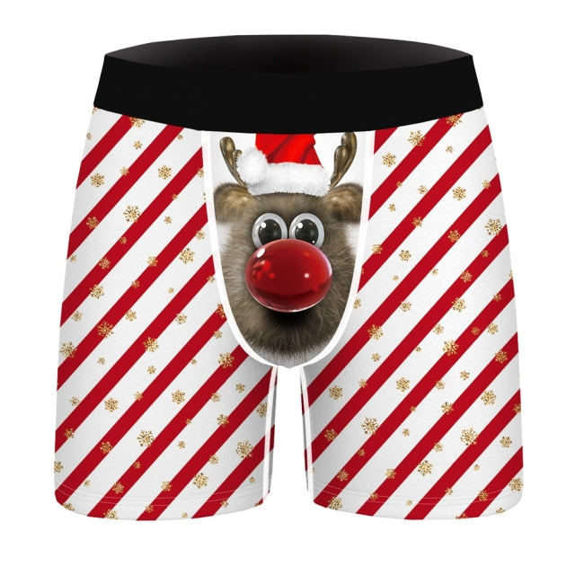 OneLineFox Christmas Underwear Men Boxer Panties Underwear Male Boxer Shorts Boxershorts Long Underpants Calzoncillos Hombre