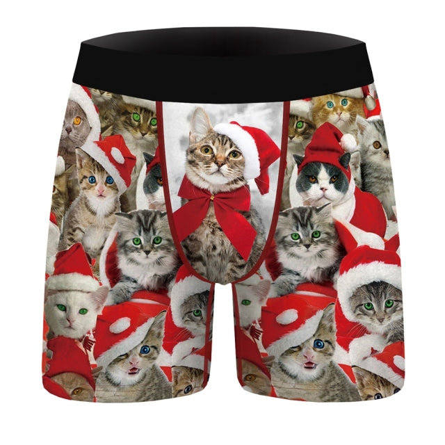 OneLineFox Christmas Underwear Men Boxer Panties Underwear Male Boxer Shorts Boxershorts Long Underpants Calzoncillos Hombre