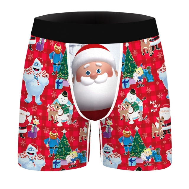 OneLineFox Christmas Underwear Men Boxer Panties Underwear Male Boxer Shorts Boxershorts Long Underpants Calzoncillos Hombre