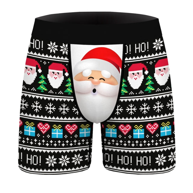OneLineFox Christmas Underwear Men Boxer Panties Underwear Male Boxer Shorts Boxershorts Long Underpants Calzoncillos Hombre