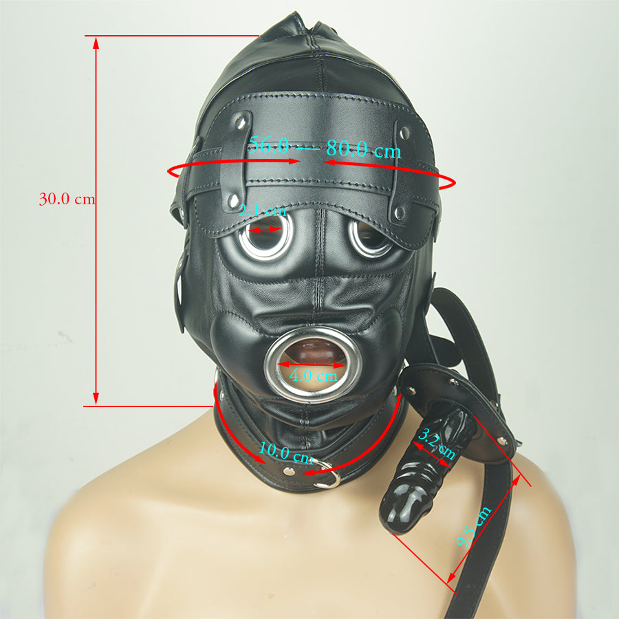 SM Leather Padded Hood Blindfold,Head Harness Mask Gag, BDSM Bondage ,Sex Toys For Couples Accessories