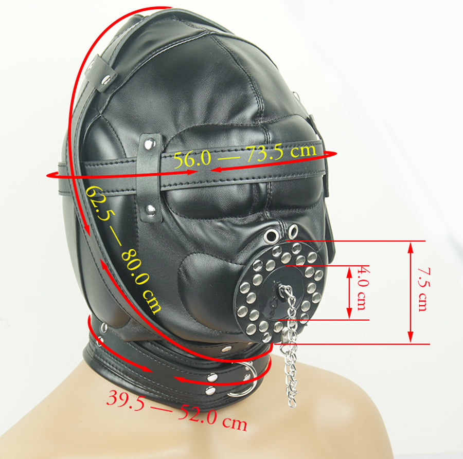 SM Leather Padded Hood Blindfold,Head Harness Mask Gag, BDSM Bondage ,Sex Toys For Couples Accessories