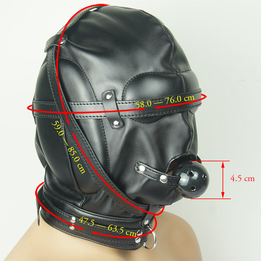 SM Leather Padded Hood Blindfold,Head Harness Mask Gag, BDSM Bondage ,Sex Toys For Couples Accessories