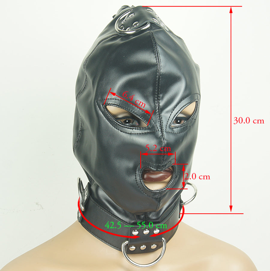 SM Leather Padded Hood Blindfold,Head Harness Mask Gag, BDSM Bondage ,Sex Toys For Couples Accessories