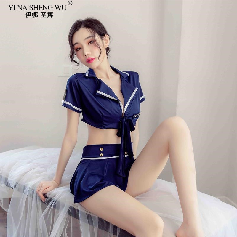 Cosplay women Sexy lingerie Sailor DS stage costumes sexy low waist splits student Stewardess cosplay uniforms Nightclubs outfit