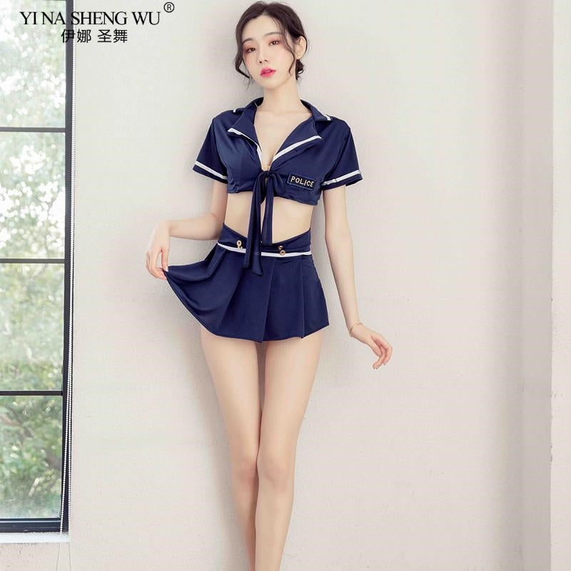 Cosplay women Sexy lingerie Sailor DS stage costumes sexy low waist splits student Stewardess cosplay uniforms Nightclubs outfit