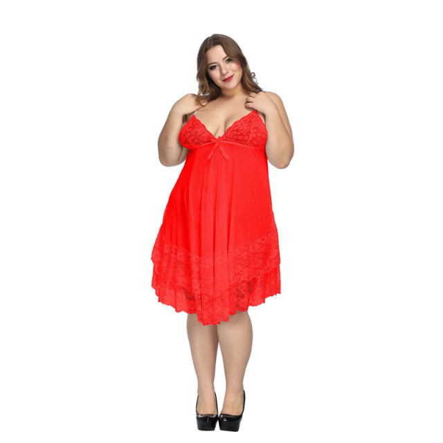 6XXL Plus Size Lingerie Porno Lace See Though Womens Clothing Ropa Sexy Dress Sleepwear Night Gown