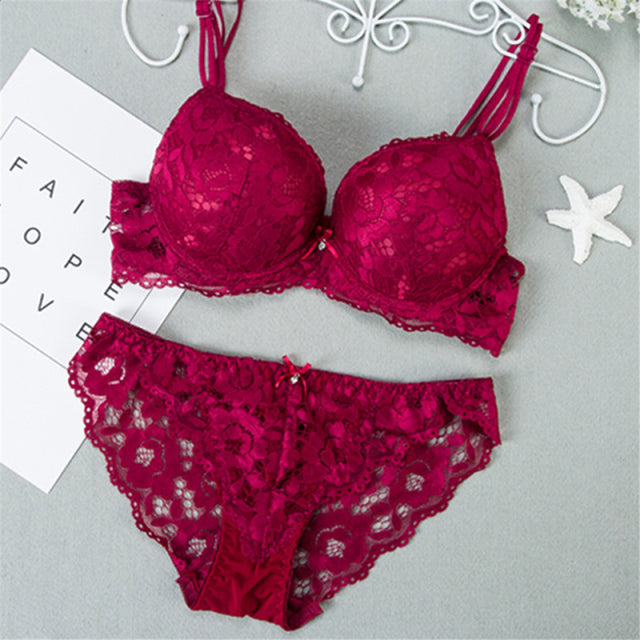 Logirlve Comfort Seamless Bra And Sexy Panties Backless Wireless Set Underwear For Girls Push Up Bra Lace Women Lingerie Sets
