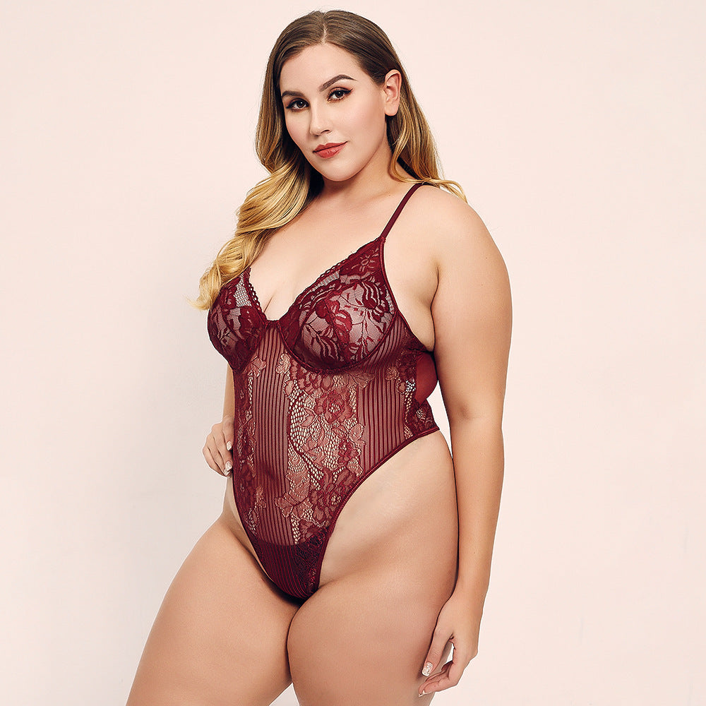 Echonight Lace Plus Size Bodysuit Women Transparent Overalls Clothing Women Female Body Sexy Body Suit Transparent Body