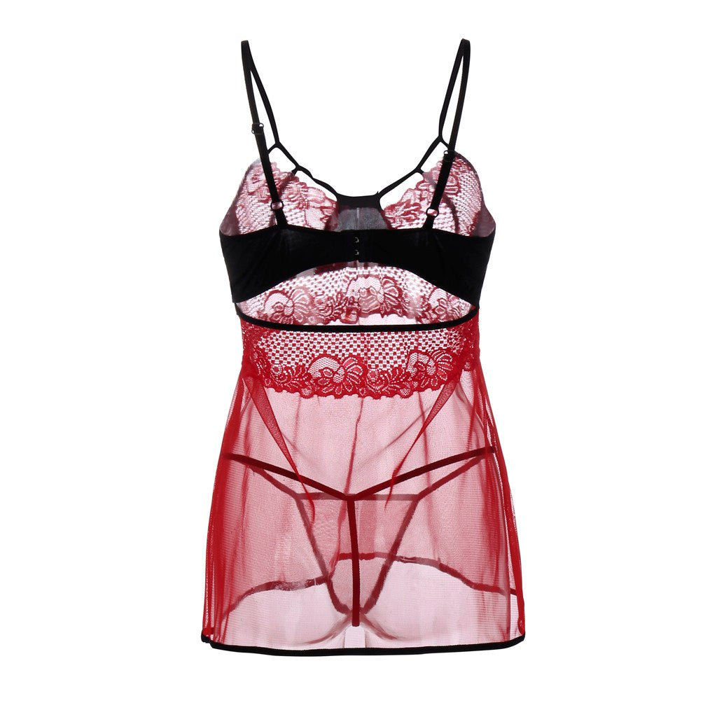 Women Sexy Lace Night Dress Sleepwear See Through Sexy Lingerie Babydoll Camisola Nightgown Nightwear Summer Nighty Nightdress