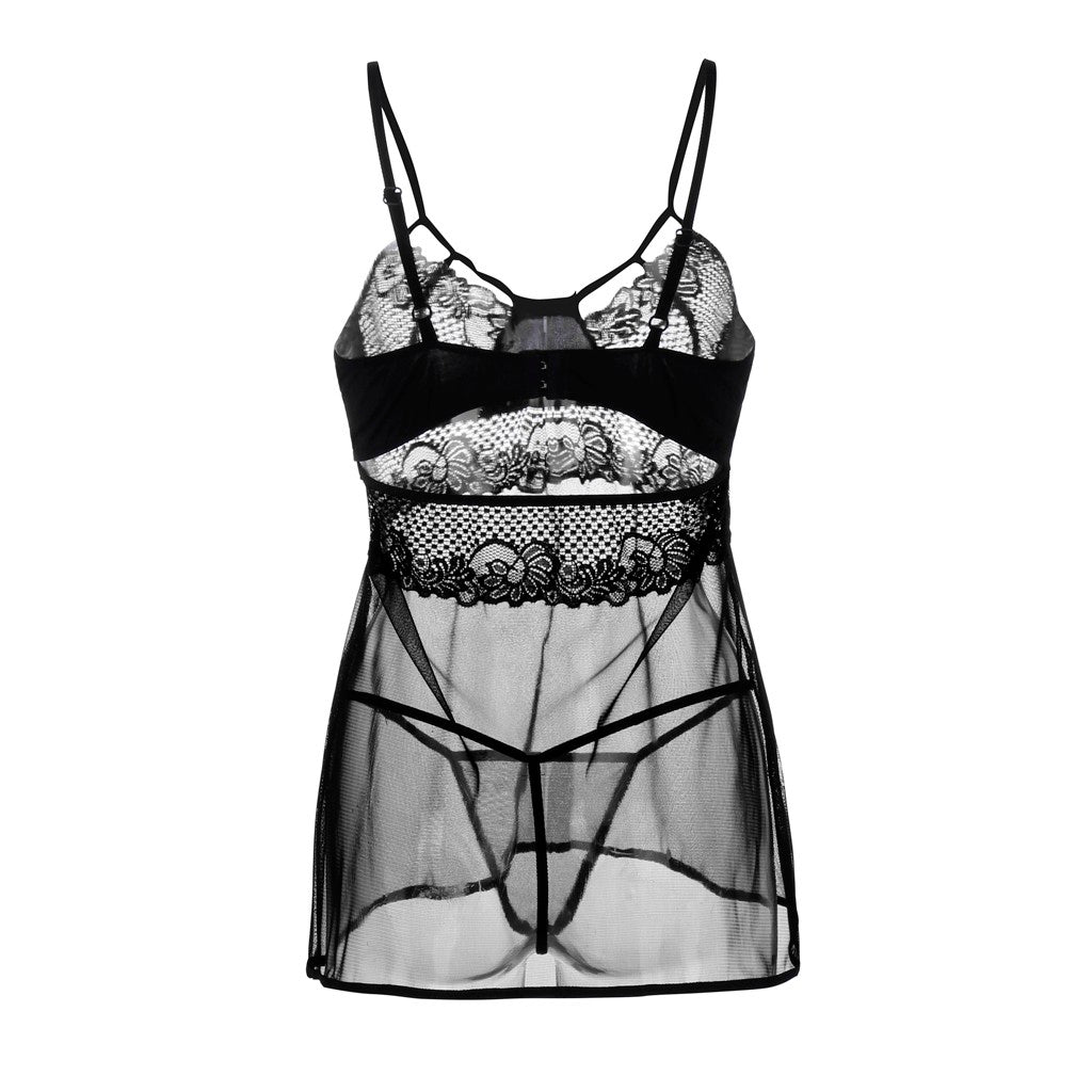Women Sexy Lace Night Dress Sleepwear See Through Sexy Lingerie Babydoll Camisola Nightgown Nightwear Summer Nighty Nightdress