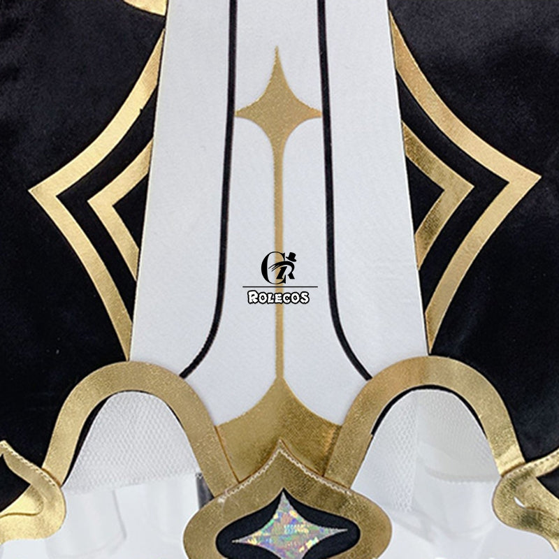 ROLECOS Genshin Impact Cosplay Costume Traveler Lumine Cosplay Costume Women White Costume Halloween Dress Stocking Belt Suit
