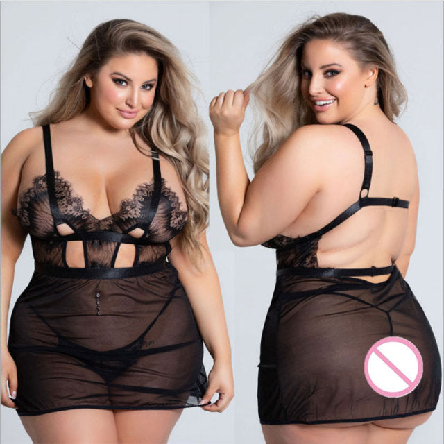Plus Size Women Sexy Lingerie Hot Erotic Apparel Porno Lace Sleepwear Underwear Nightwear Night Gown Sex Costumes