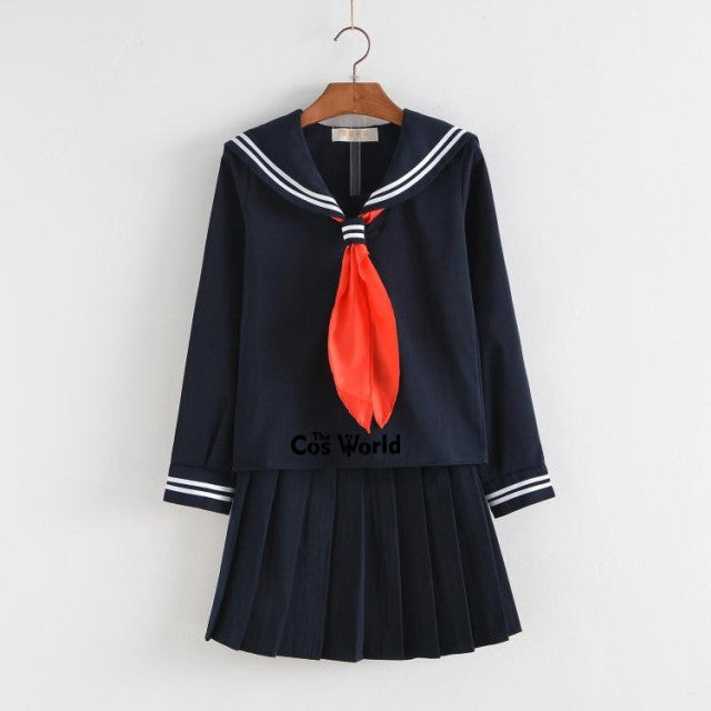 School Uniform Girls Sailor Suit Formal College Outfits Sweet Fashion Jk Sets Long Mid Short Skirt
