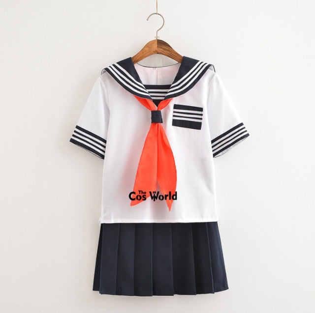 School Uniform Girls Sailor Suit Formal College Outfits Sweet Fashion Jk Sets Long Mid Short Skirt