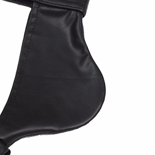 Faux Leather Thongs Sexy Mens Black G-String Imitation Leather Jockstrap Underwear PU Leather Open Butt penis pouch bikini