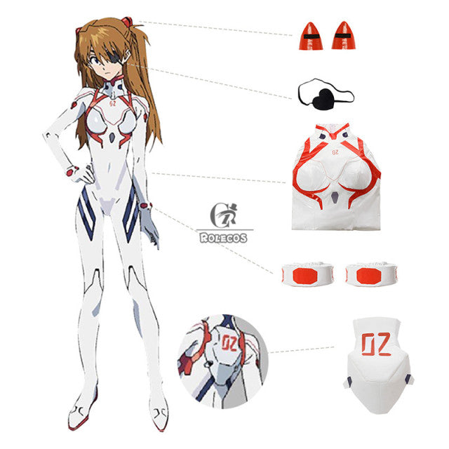 ROLECOS Anime EVA Cosplay Costume EVA Asuka Langley Soryu Cosplay Costume Jumpsuit Women Sexy Bodysuit For Halloween Leather