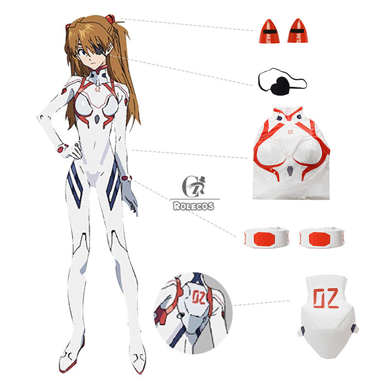 ROLECOS Anime EVA Cosplay Costume EVA Asuka Langley Soryu Cosplay Costume Jumpsuit Women Sexy Bodysuit For Halloween Leather