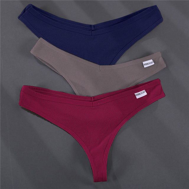3PCS/Set G-string Panties Cotton Women&#39;s Underwear Sexy Panties