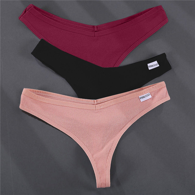 3PCS/Set G-string Panties Cotton Women&#39;s Underwear Sexy Panties