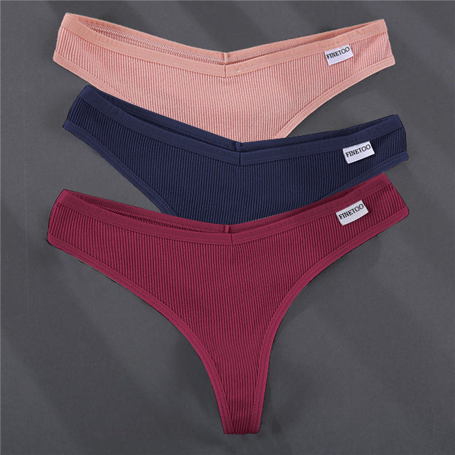 3PCS/Set G-string Panties Cotton Women&#39;s Underwear Sexy Panties