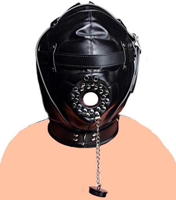 SM Leather Padded Hood Blindfold,Head Harness Mask Gag, BDSM Bondage ,Sex Toys For Couples Accessories