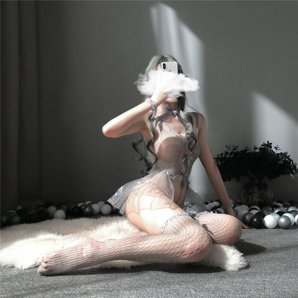 Sexy Lingerie Women&#39;s Underwear Set Spandex Kawaii Cosplay Costume Temptation Butterfly Strap Erotic Night Skirt  For Female Sex