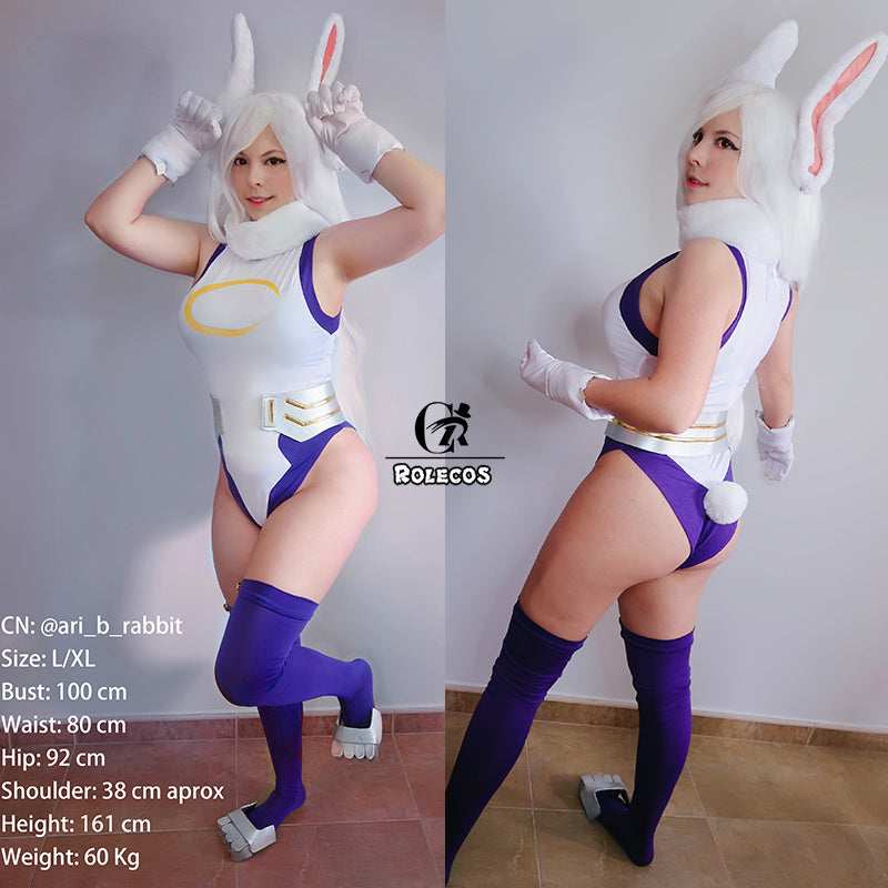 ROLECOS MHA Cosplay Costume Rabbit Hero Miruko Sexy Jumpsuit BNHA Bunny Girl Cosplay Rompers Suit