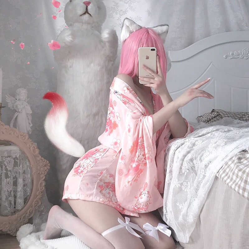 Girl Sexy Lingerie Nightgowns Clothes Party Kimono Dress Woman Sakura Japanese Style Geisha Costume Sexy Bathrobe Yukata Pajamas