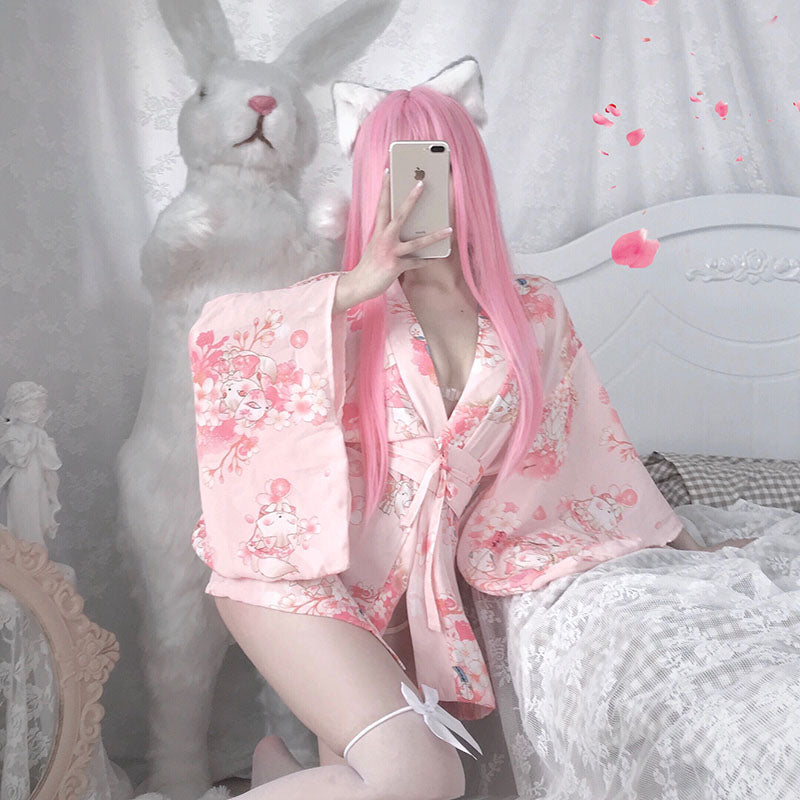 Girl Sexy Lingerie Nightgowns Clothes Party Kimono Dress Woman Sakura Japanese Style Geisha Costume Sexy Bathrobe Yukata Pajamas