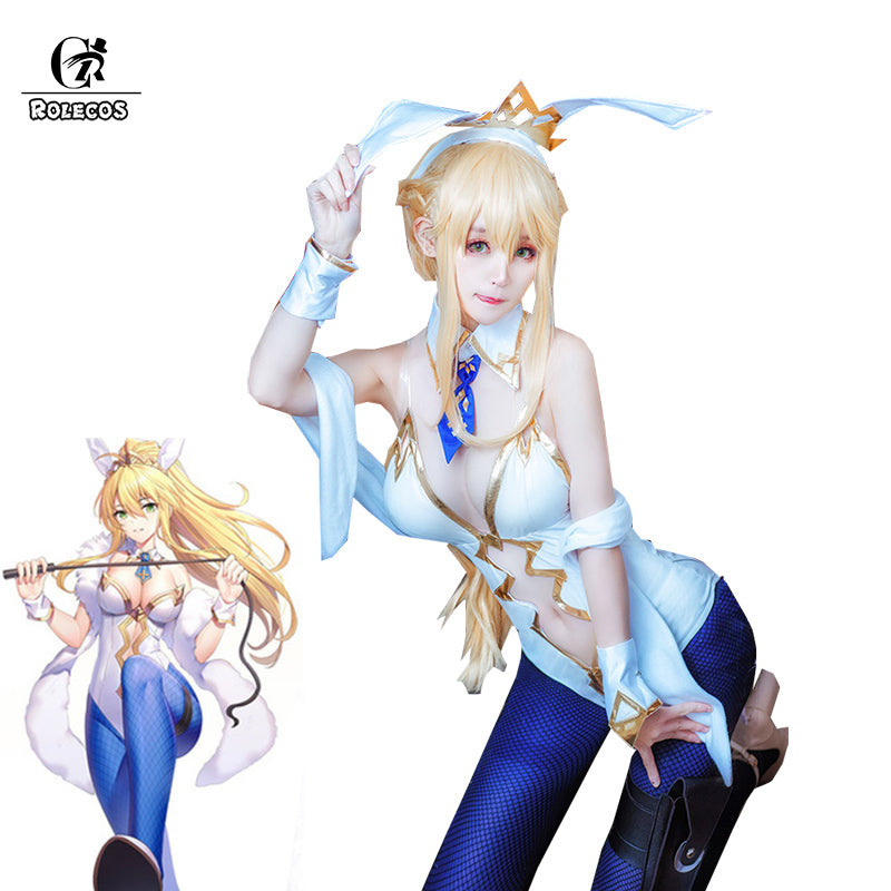 ROLECOS Fate Arutoria Pendoragon Cosplay Costume Jumpsuit FGO Saber Women Sexy Bunny Girl Costume FGO Cosplay