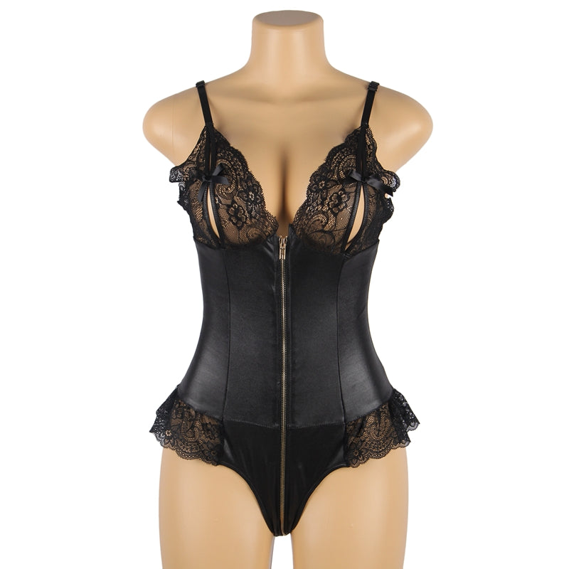 Combinaison Femme Sexy Zipper Body Femenino Leather Plus Size Lingerie Body Sexy Jumpsuit Strappy Body Suits for Women