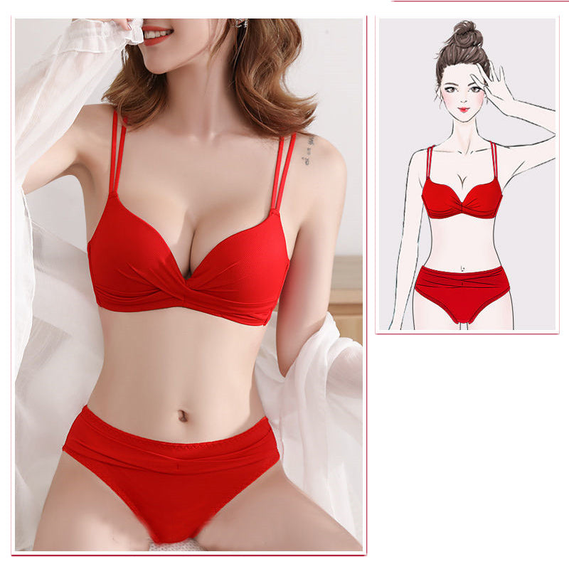 Sexy Bra Set Women Push Up Red Black Underwear Panties Student Comfortable Breathable Bra Set Sexy Underwear For Women