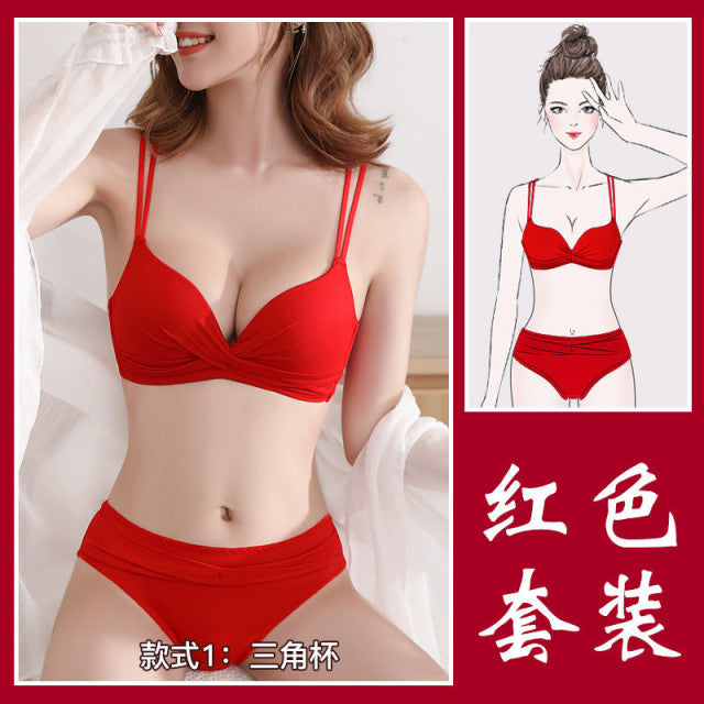 Sexy Bra Set Women Push Up Red Black Underwear Panties Student Comfortable Breathable Bra Set Sexy Underwear For Women