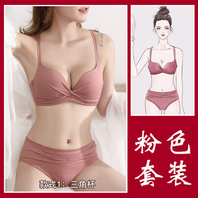 Sexy Bra Set Women Push Up Red Black Underwear Panties Student Comfortable Breathable Bra Set Sexy Underwear For Women
