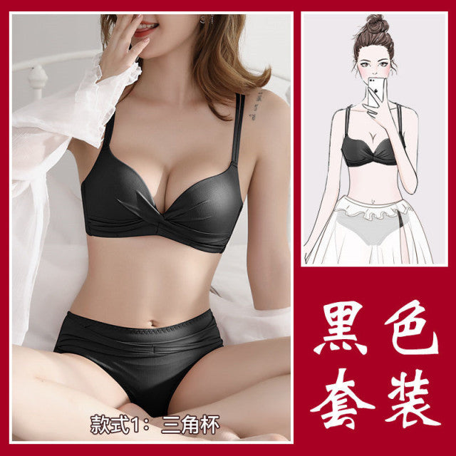 Sexy Bra Set Women Push Up Red Black Underwear Panties Student Comfortable Breathable Bra Set Sexy Underwear For Women