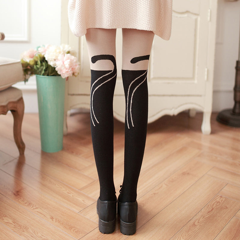 Sexy Stockings Women Cute Cat Tail Leggings Female Catoon Stocking Sexy Sheer Pantyhose Stockings Long Sexy Stocking