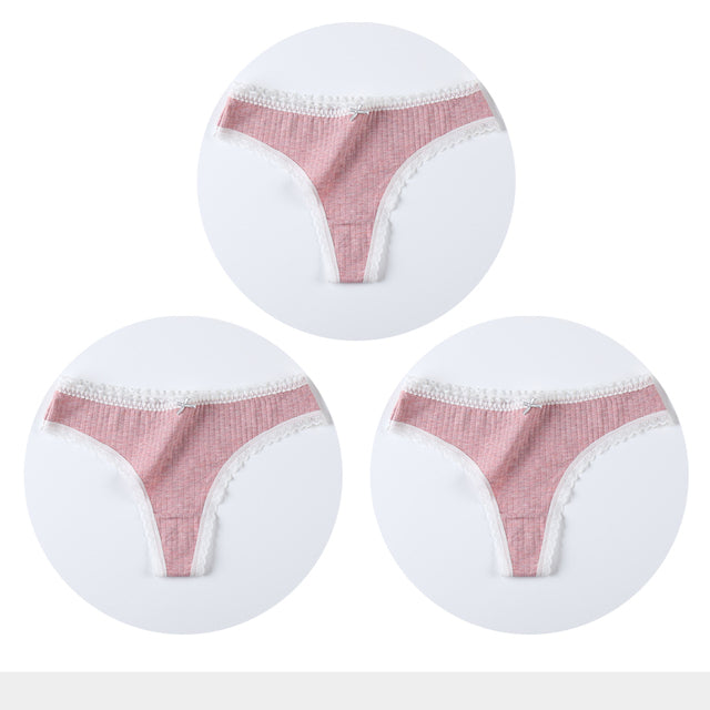 3 Pcs/Set Women Panties G-String Underwear Thong Cotton Panties Ladies G-string Soft Lingerie Solid Low Rise Panty