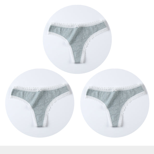 3 Pcs/Set Women Panties G-String Underwear Thong Cotton Panties Ladies G-string Soft Lingerie Solid Low Rise Panty