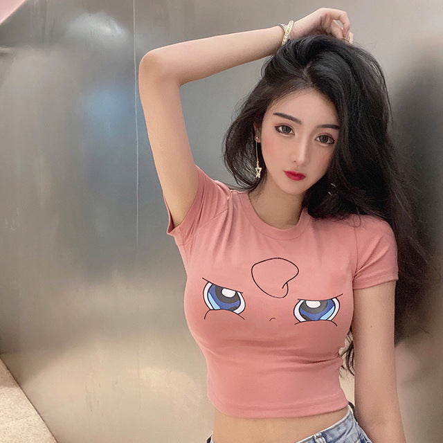 Net Celebrity New Skinny Cute Girly Style Sexy Pink Tops Women Short Cropped School Uniform T Shirt Women Korean Clothes