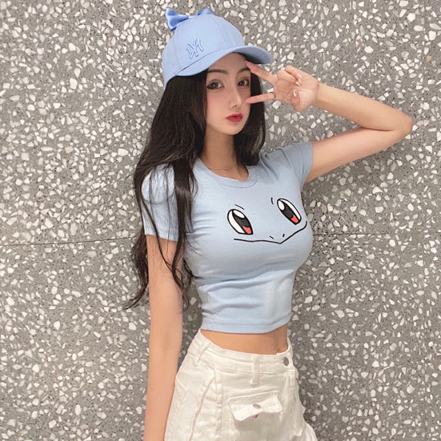 Net Celebrity New Skinny Cute Girly Style Sexy Pink Tops Women Short Cropped School Uniform T Shirt Women Korean Clothes