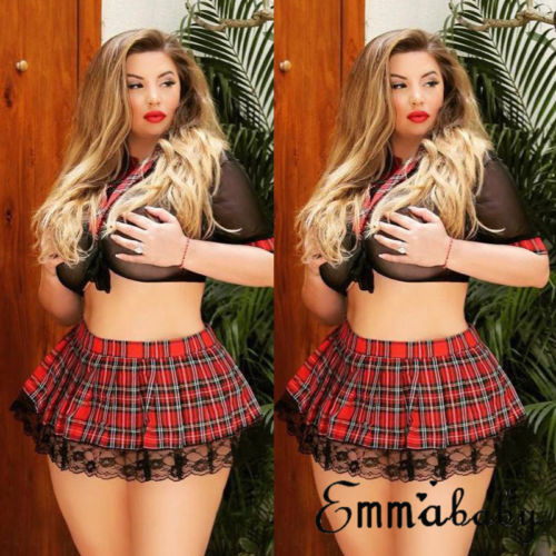 5XL Plus Size Porno Sexy Scotland Student Uniform Women Lingerie School Girls Cosplay Costume Hot Erotic Schoolgirl Dresses