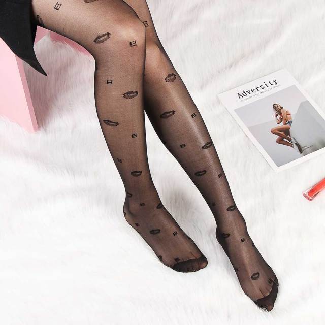 Classic Small Polka Dot Silk Stockings Thin Lady Lace Vintage Faux Tattoo Stockings Pantyhose Elastic Hosiery Tights